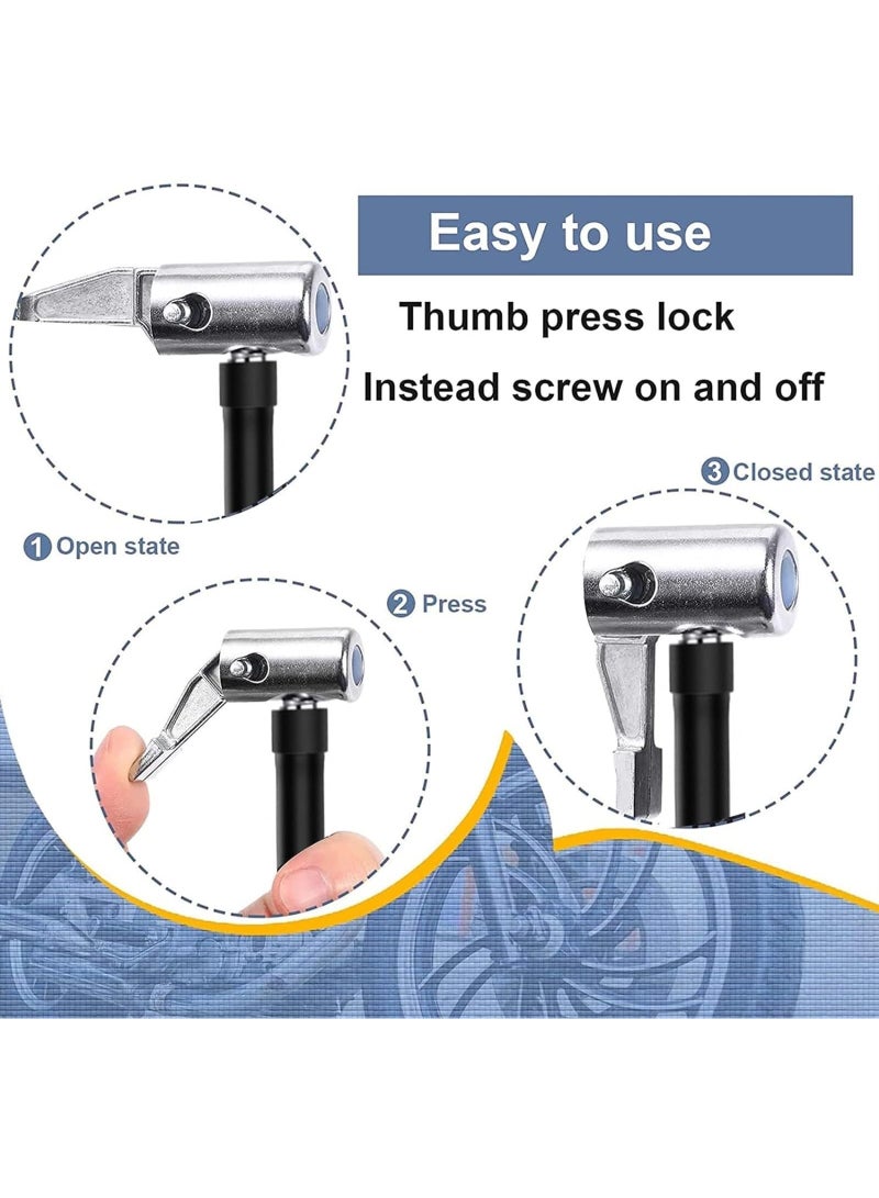 Generic 2PCS Tire Inflator Hose Adapter,12cm*29cm Air Chuck with Braided Hose and Presta Valve Adaptor for Air Compressor,Valve Adapter for Tire Pump's Twist On Convert to Lock On Connection - Image 2