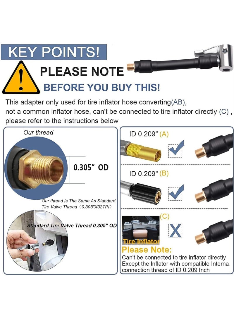 Generic 2PCS Tire Inflator Hose Adapter,12cm*29cm Air Chuck with Braided Hose and Presta Valve Adaptor for Air Compressor,Valve Adapter for Tire Pump's Twist On Convert to Lock On Connection - Image 3