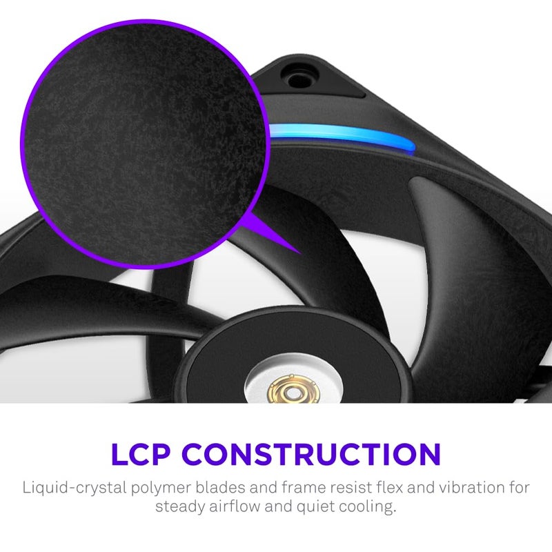 NZXT F280X Performance Single-Frame Fan - 2X 140mm PWM RGB PC Case Fans - Max Airflow & Static Pressure - Low Noise - LCP Frame & Blades - Magnetic Fluid Dynamic Bearing - 30mm Thick - Black - Image 3