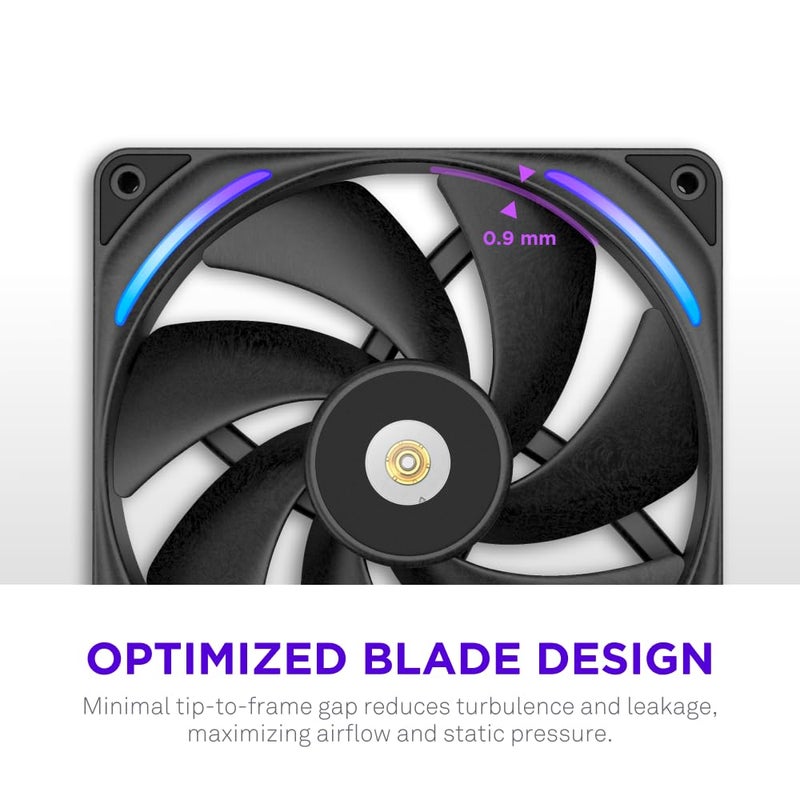 NZXT F280X Performance Single-Frame Fan - 2X 140mm PWM RGB PC Case Fans - Max Airflow & Static Pressure - Low Noise - LCP Frame & Blades - Magnetic Fluid Dynamic Bearing - 30mm Thick - Black - Image 4