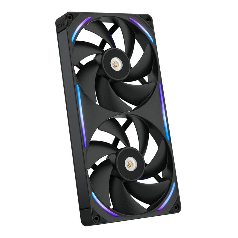 NZXT F280X Performance Single-Frame Fan - 2X 140mm PWM RGB PC Case Fans - Max Airflow & Static Pressure - Low Noise - LCP Frame & Blades - Magnetic Fluid Dynamic Bearing - 30mm Thick - Black - Image 1