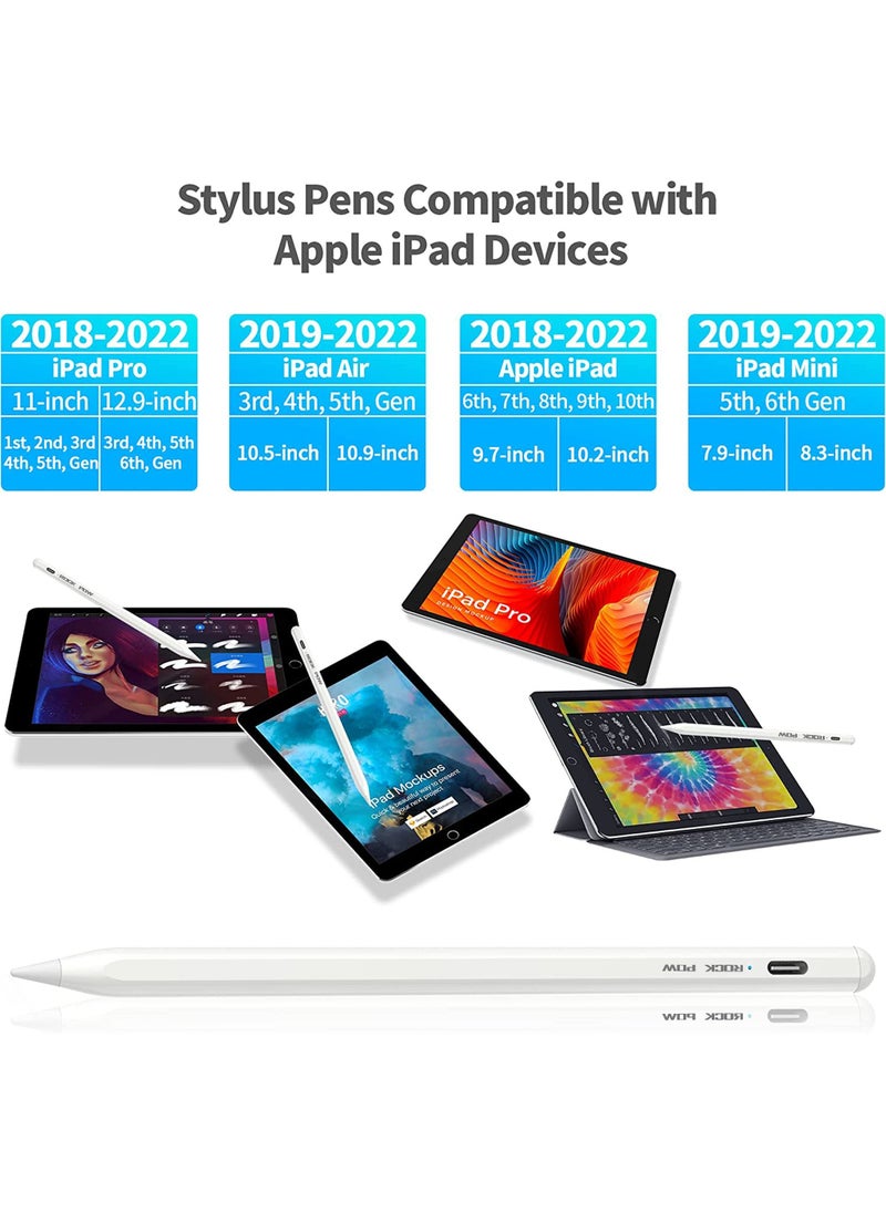 Rock Pow iPad Pencil 2nd Generation Compatible with Apple Pencil Stylus Pen for iPad Palm Rejection Tilt Power Display (2018-2023) iPad Pro 11/12.9 iPad 6/7/8/9,iPad Mini 5/6 iPad Air 3/4/5  - Image 2