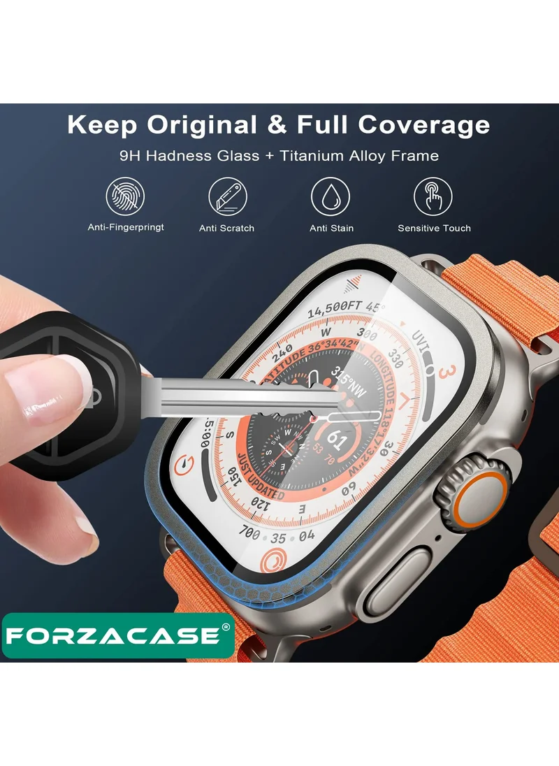 Forzacase Metal Framed Full Covering 3D Screen Protector Glass for Apple Watch Ultra 2 49 mm - FC249