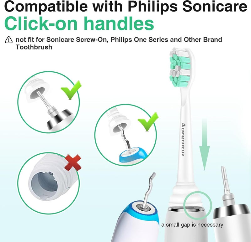 Aoremon Replacement Heads for Philips Sonicare C2 C1-4Pcs Brush Heads Compatible with All Phillips Sonicare Click-on Eltectric Toothbrush Model - Image 3