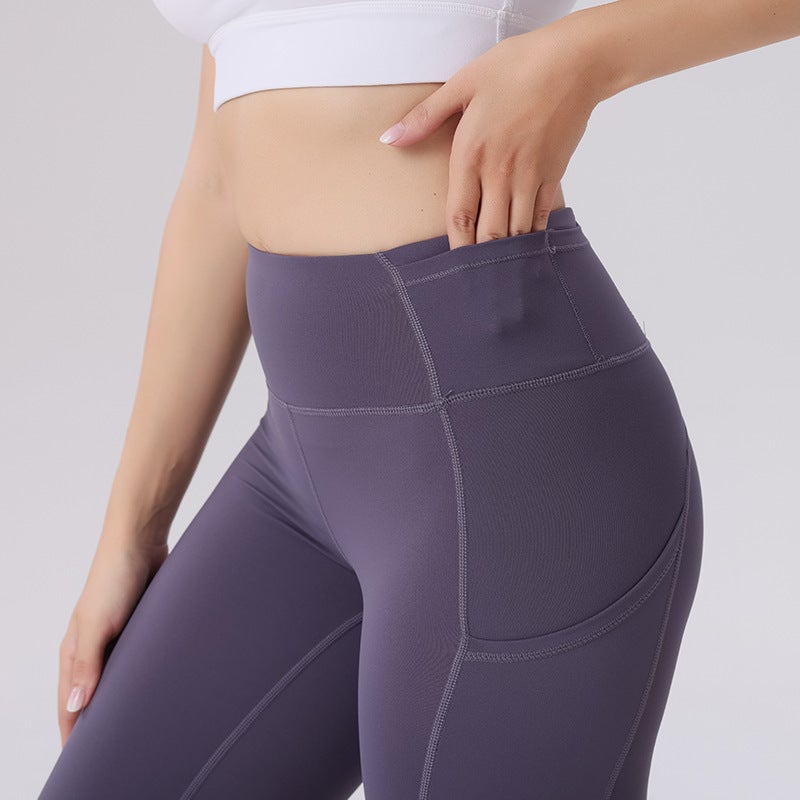 High Waist Hip Lifting Fitness Pants Sports Tight Pants Yoga Clothes Women''s Outer Wear Breathable Multi-Pocket Night Run Riding Pants - Image 3