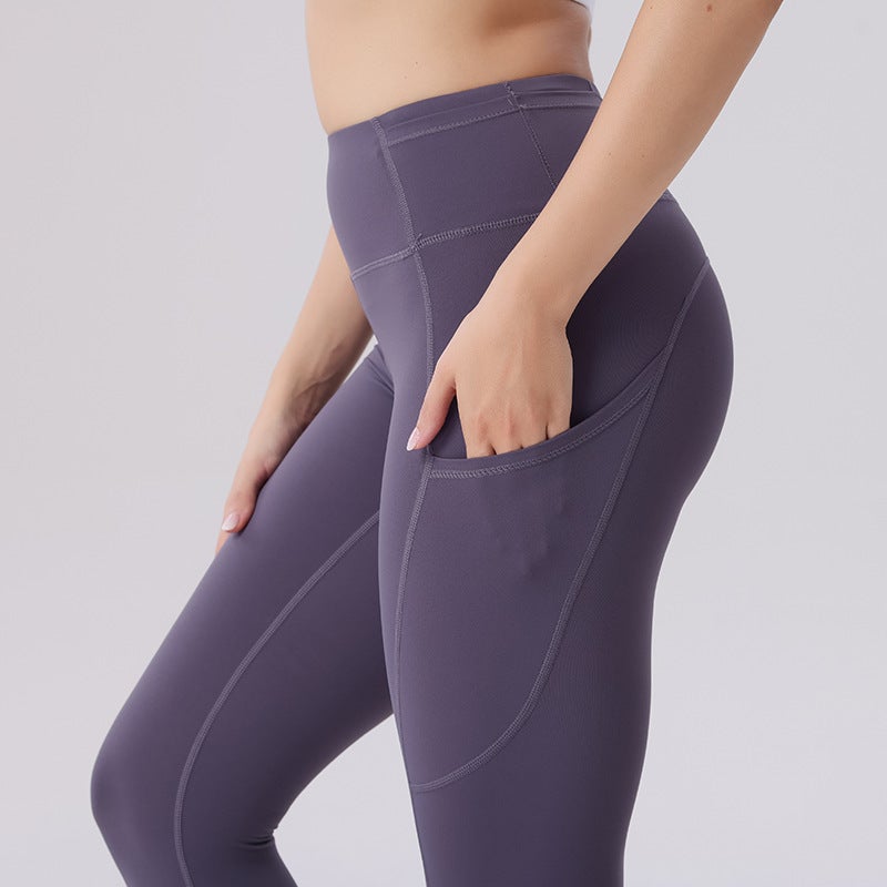 High Waist Hip Lifting Fitness Pants Sports Tight Pants Yoga Clothes Women''s Outer Wear Breathable Multi-Pocket Night Run Riding Pants - Image 4