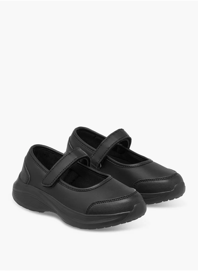 Dash Girls Solid School Shoes with Hook and Loop Closure