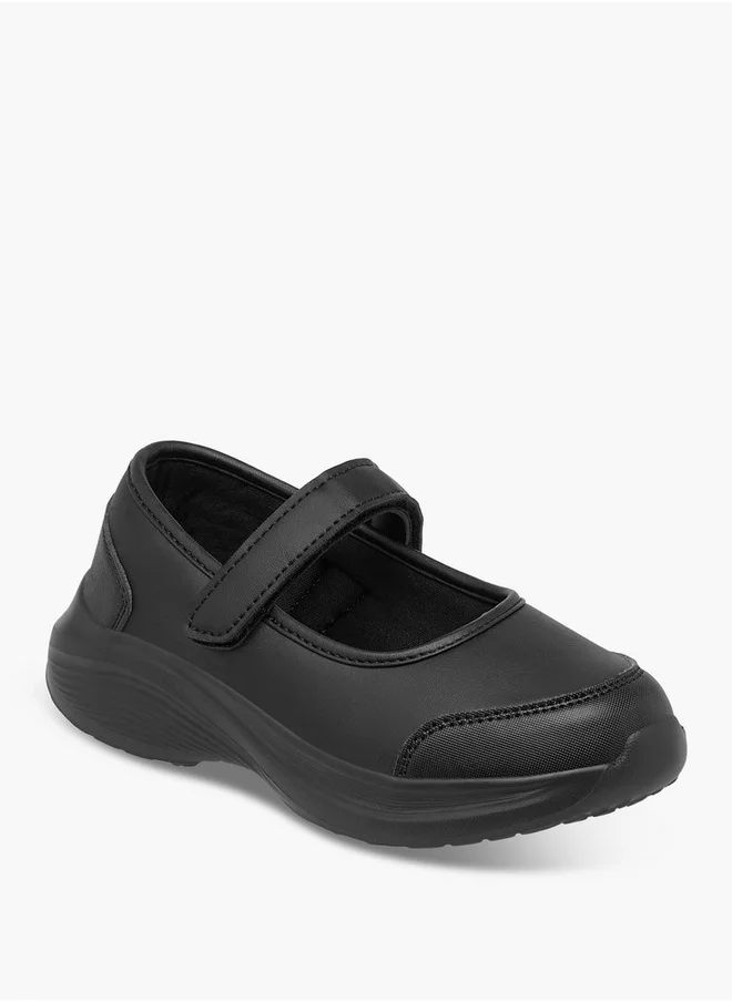 Dash Girls Solid School Shoes with Hook and Loop Closure