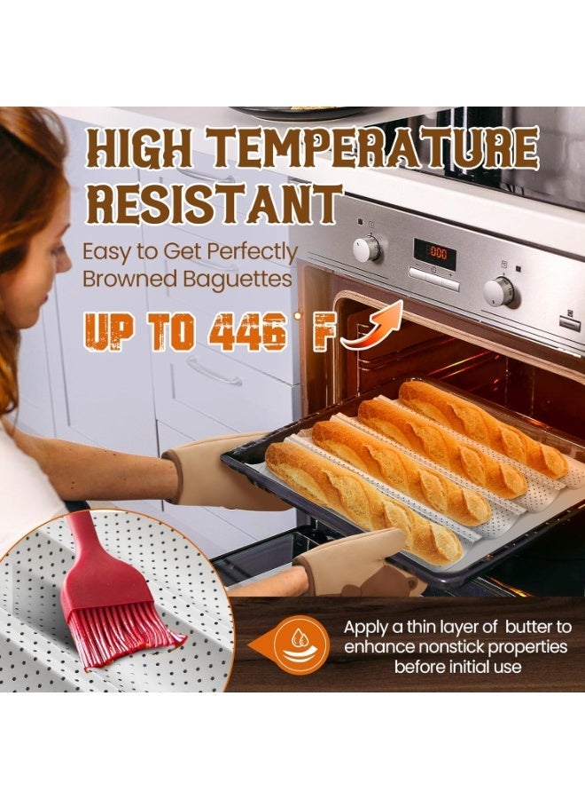 Baguette Bread Pan, Premium Nonstick Perforated Baguette Pan for French Bread Baking, 4 Loaves Baguette Baking Tray for Sourdough, Italian Bread, Perfect for Creating Crisp Golden-Brown Crust - Image 4