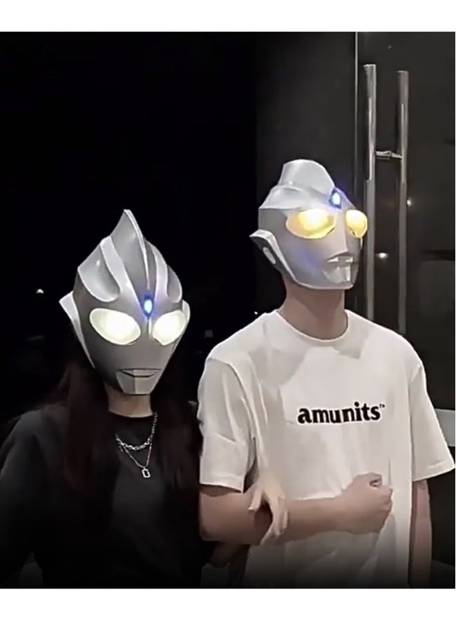 1 Pack Ultraman Mask Full Set,Touch to Open,With Battery Charger,Chest Light, Cane, Suitable for Pratical Joke, Party Toy, Gift to Children, Office Activities,Family Activities  - Image 1