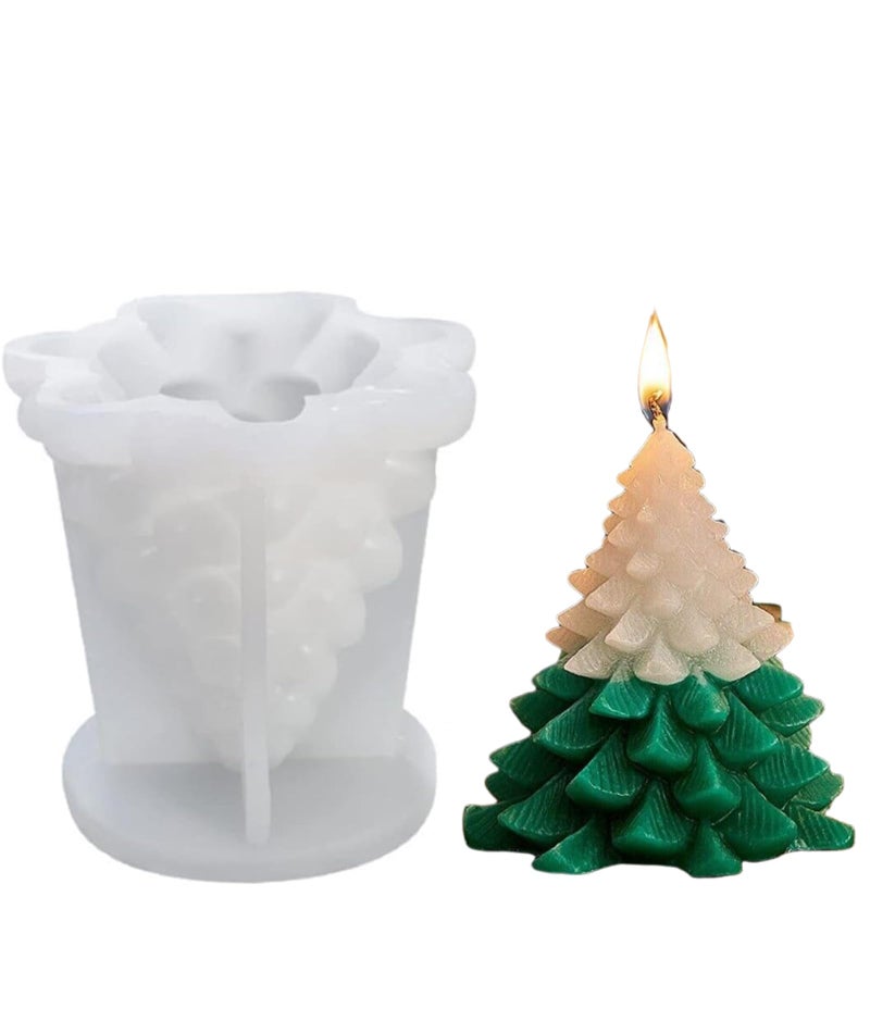 BdelrinQue Christmas Candle Mold, Christmas Tree Candle Mould, Candle Making Kit, Tree Shaped Candle Making Mold for DIY Candles, Soap, Chocolate, 8.5 x 8.4 cm - Image 1