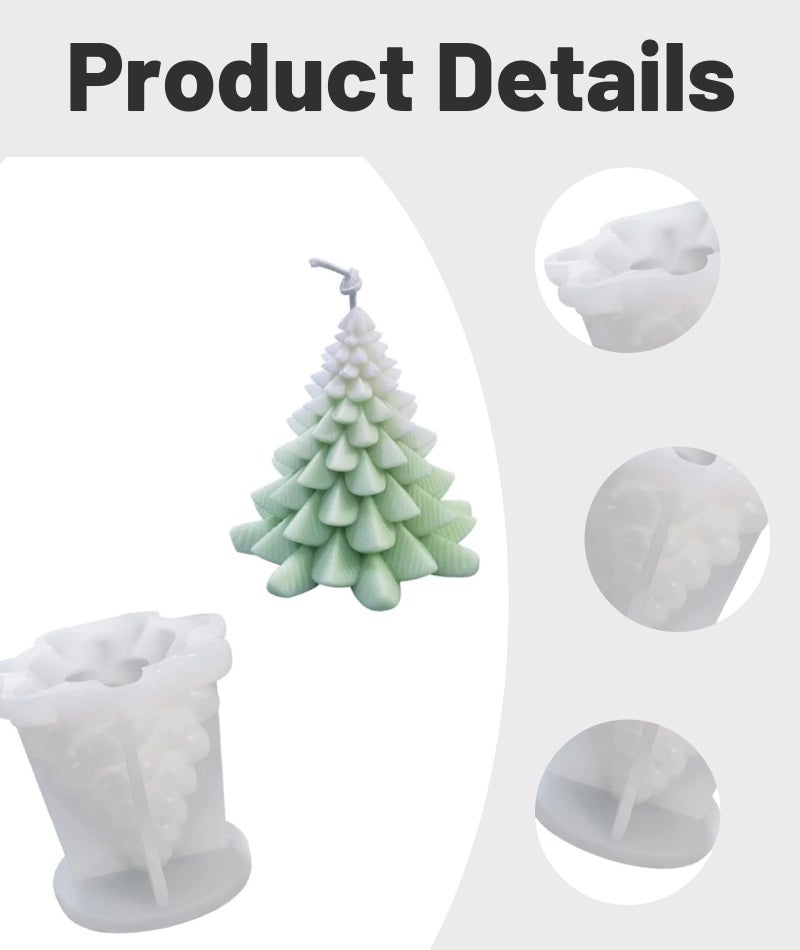 BdelrinQue Christmas Candle Mold, Christmas Tree Candle Mould, Candle Making Kit, Tree Shaped Candle Making Mold for DIY Candles, Soap, Chocolate, 8.5 x 8.4 cm - Image 3