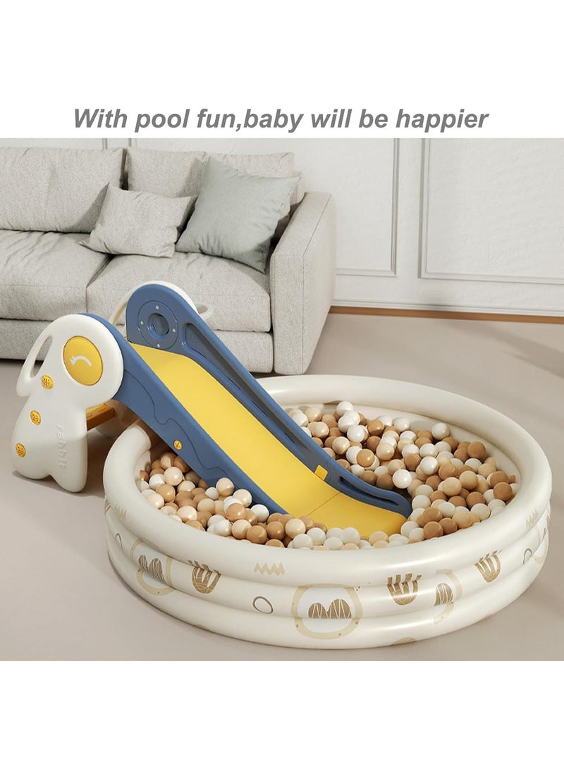 جورونب زحليقة للأطفال، زحليقة تسلق للأطفال الصغار مع حلقة كرة سلة، مجموعة لعب للأطفال بمنحدر طويل، للأولاد والبنات من عمر 0 ​​إلى 4 سنوات، ملعب قوي للاستخدام الداخلي والخارجي - Image 3