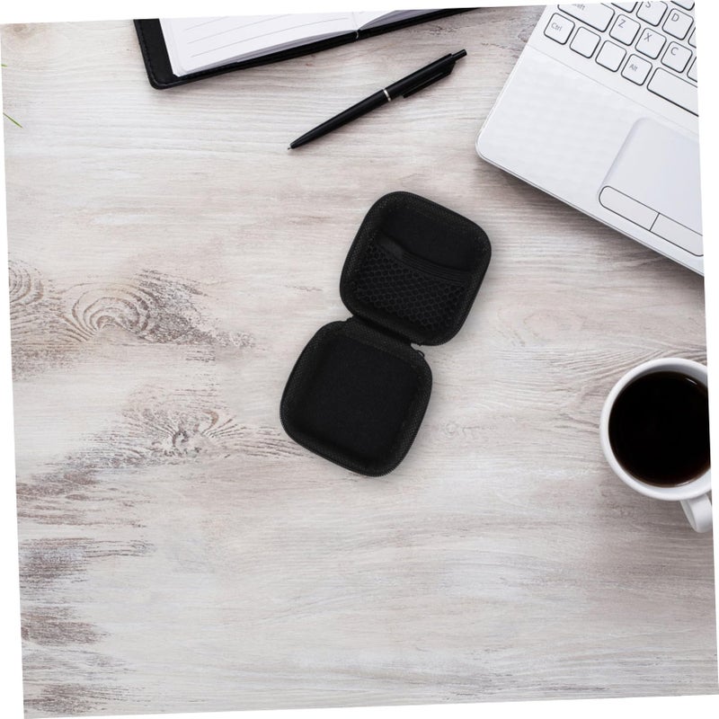 Mini EVA Hard Case Water Resistant Earphone Storage Pouch with Mesh Bag Compact Travel Organizer Black - Image 5