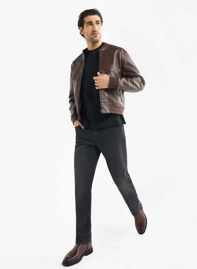 سبلاش فيڤ جاكيت بومبر بارز الملمس بجيوب وسحاب إغلاق