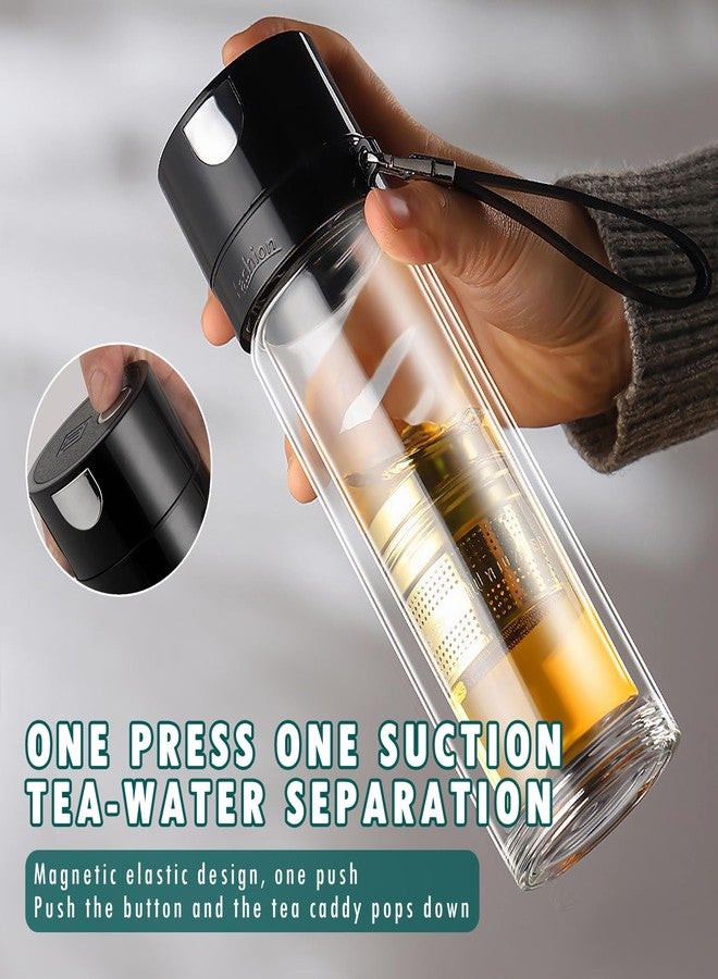 OneNine Travel Tea Infusing Cup, Glass Tea Infuser Bottle Tea Flood Cup, Large Tea Infuser Bottle Tea Tumbler with Filter, Double Wall Borosilicate Glass Water Bottle with Sleeve for Loose Leaf Tea, Coffee - Image 5