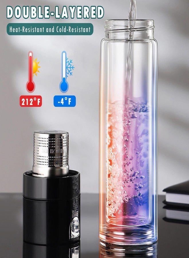 OneNine Travel Tea Infusing Cup, Glass Tea Infuser Bottle Tea Flood Cup, Large Tea Infuser Bottle Tea Tumbler with Filter, Double Wall Borosilicate Glass Water Bottle with Sleeve for Loose Leaf Tea, Coffee - Image 2