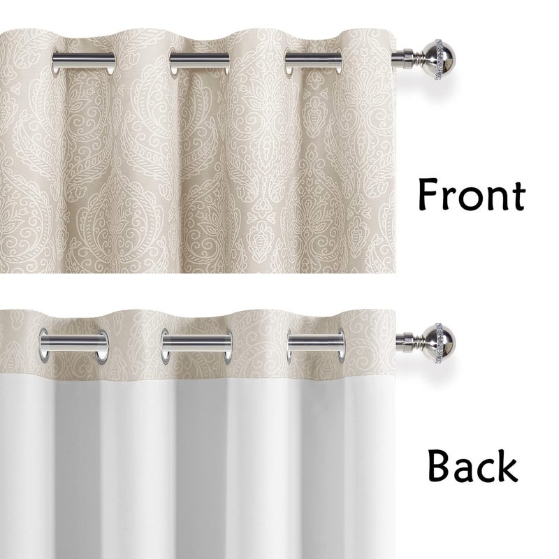 DWCN Ombre Blackout Curtains for Bedroom - Damask Patterned Thermal Insulated Energy Saving Grommet Curtains for Living Room, Set of 2 Gradient Window Curtain Panels, 52 x 84 Inches Long, Taupe - Image 4