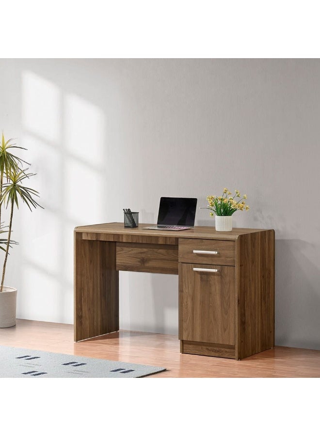 DANUBE HOME مكتب دراسة ممتاز مع 1 باب و 1 درج - طاولة خشبية عصرية للطلاب، المنزل، المكتب، غرفة الدراسة - مكتب عمل متين مع تخزين - جوز فاتح - Image 1