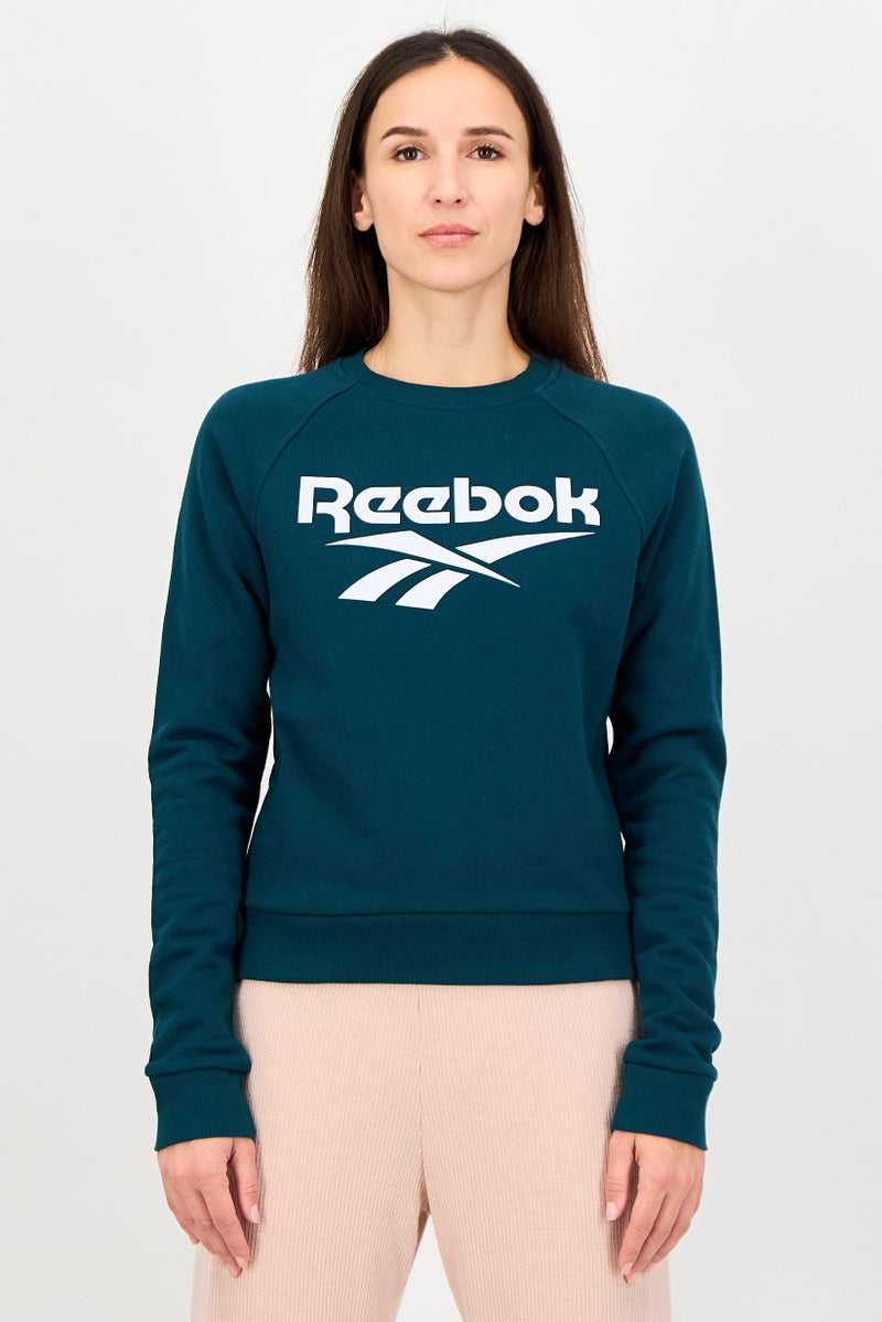 Reebok Women Sportswear Fit Long Sleeve Outdoor Sweatshirt, Teal Green - Image 1