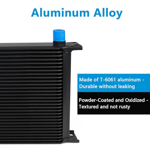 HTRACING 30 Row AN10 10AN Transmission Oil Cooler Kit Stacked Plate With 6AN 8AN Adapter Universal Engine Transmission British Radiator Oil Cooler Condenser Aluminium Alloy Black - Image 4