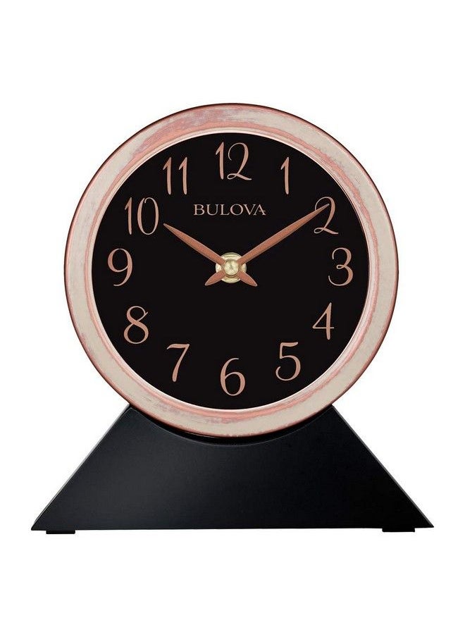 Bulova - B5404 Port Jeff Clock Aged Copper Finish Black Base - Image 1
