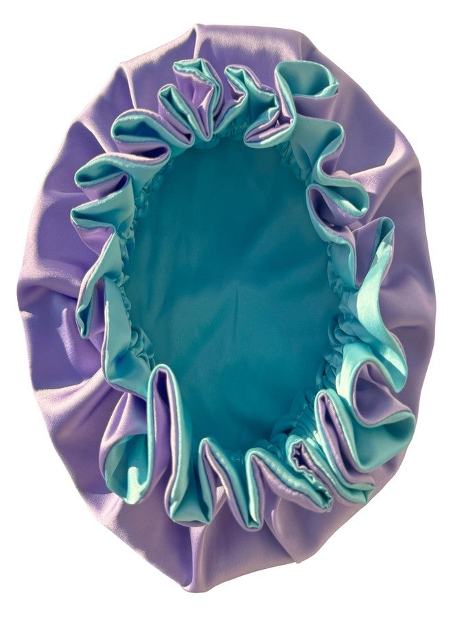 AKISS Reversible Satin Silk Sleep Hair Bonnet for Baby/Newborn/Infant/Toddler Girl Boy and Mommy/Women, Arctic Blue + Lavender, 0-3 Months - Image 1