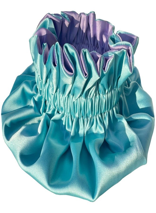 AKISS Reversible Satin Silk Sleep Hair Bonnet for Baby/Newborn/Infant/Toddler Girl Boy and Mommy/Women, Arctic Blue + Lavender, 0-3 Months - Image 5