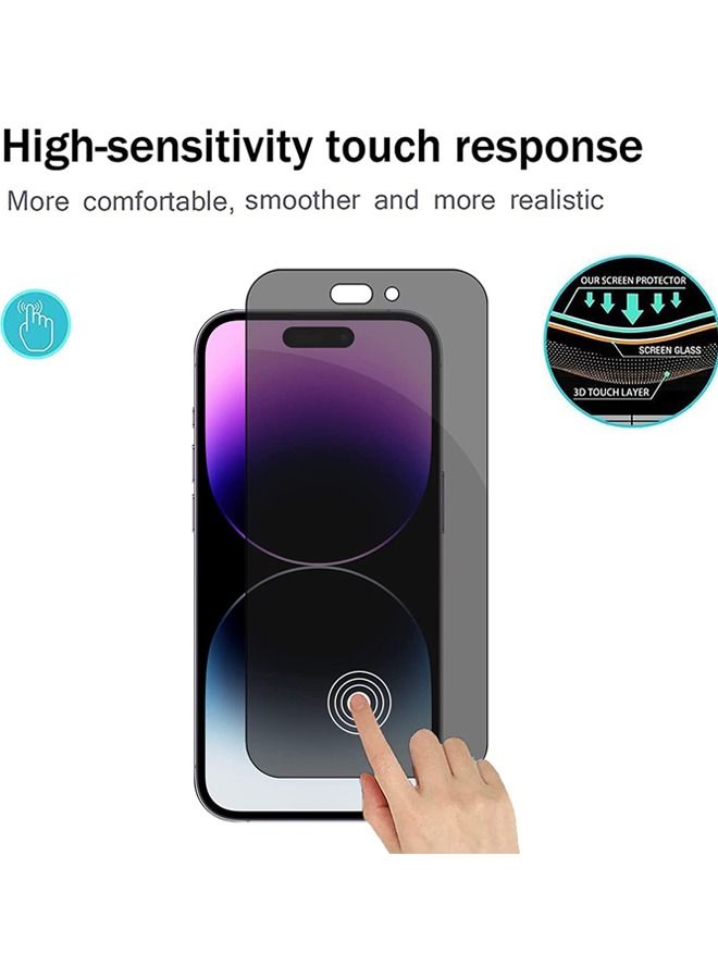 روك بو واقي شاشة من الزجاج المقوى للخصوصية لهاتف iPhone 14 Pro ، عبوة من قطعتين عالية الدقة ومضادة للتجسس ومضادة للخدش وغطاء واقي شاشة عالي الصلابة ومضاد لبصمات الأصابع وخالي من الفقاعات - Image 3