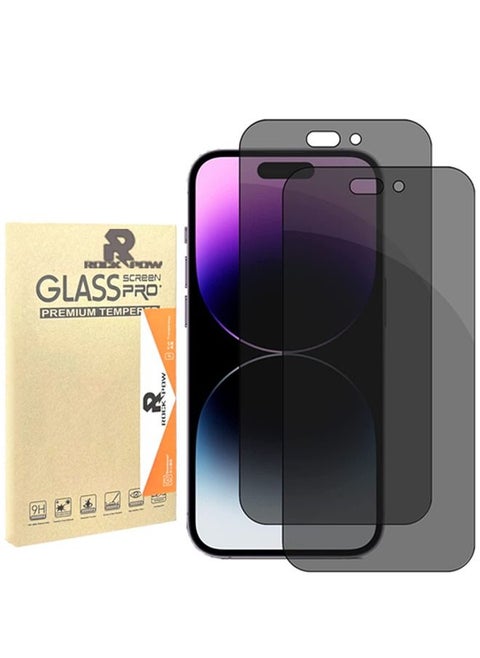 Privacy Tempered Glass Screen Protector for iPhone 14 Pro , 2 Pack HD Clear Anti Spy Anti Scratch Screen Film Cover High Hardness Anti-Fingerprint Bubble-free Screen Protector Cover