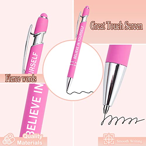 PASISIBICK 12 Pieces Pink Inspirational Motivational Quotes Snarky Screen Touch Stylus Ballpoint Pens, Office Encouraging Scriptures, Black Ink (Pink,Motivational) - Image 3