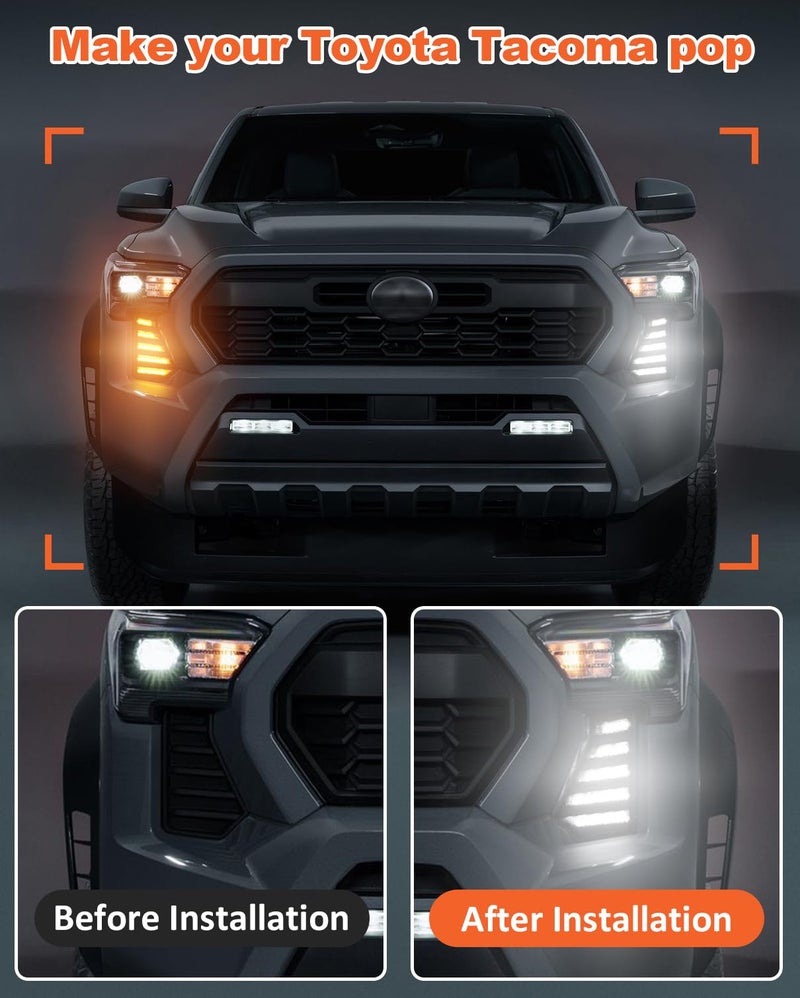 OKLSG LED Fog Lights Kit for 2024 2025 2026 Toyota Tacoma DRL Daytime Running Lights Amber Turn Signal Front Bumper Lamps 4th Gen Toyota Tacoma Accessories (Horizontal clause) - Image 2