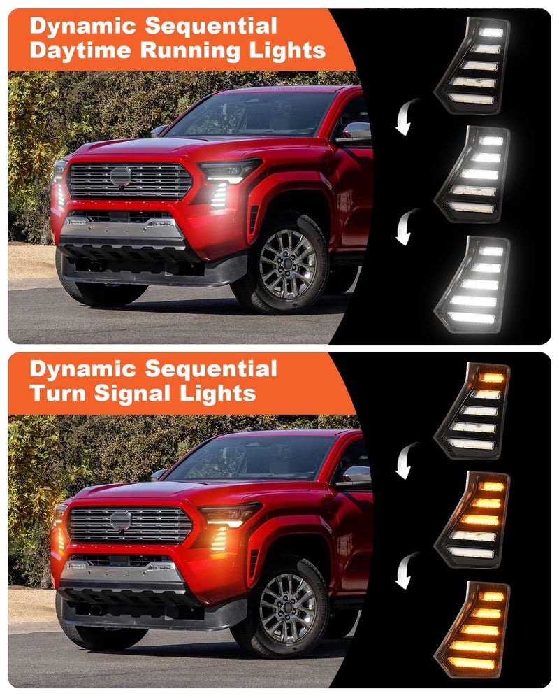 OKLSG LED Fog Lights Kit for 2024 2025 2026 Toyota Tacoma DRL Daytime Running Lights Amber Turn Signal Front Bumper Lamps 4th Gen Toyota Tacoma Accessories (Horizontal clause) - Image 4