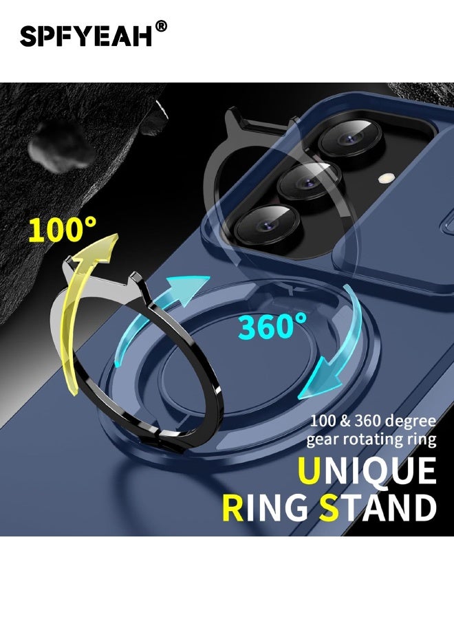 SPFYEAH [2-in-1] Samsung Galaxy S25 FE Case with Privacy Screen Protector, Slide Camera Cover, Built-in 360° Rotate Round Ring Kickstand, Heavy Duty Shockproof Back Cover for Samsung Galaxy S25 FE 6.7 inch (Blue, 1+1 Pack) - Image 3