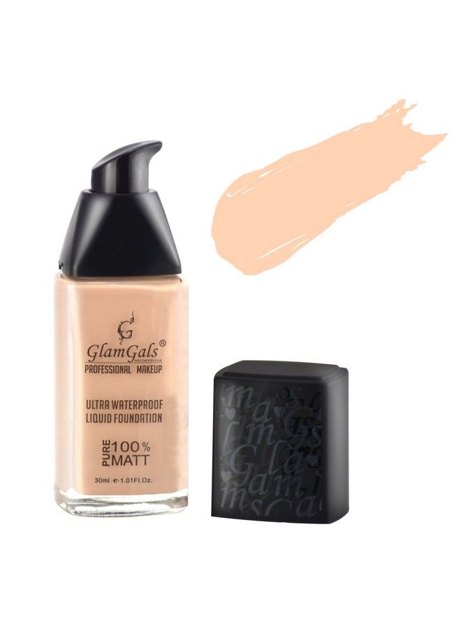 GlamGals HOLLYWOOD-U.S.A Matte Finished Ultra Water Proof Liquid Foundation - Pink 30ml - Image 1