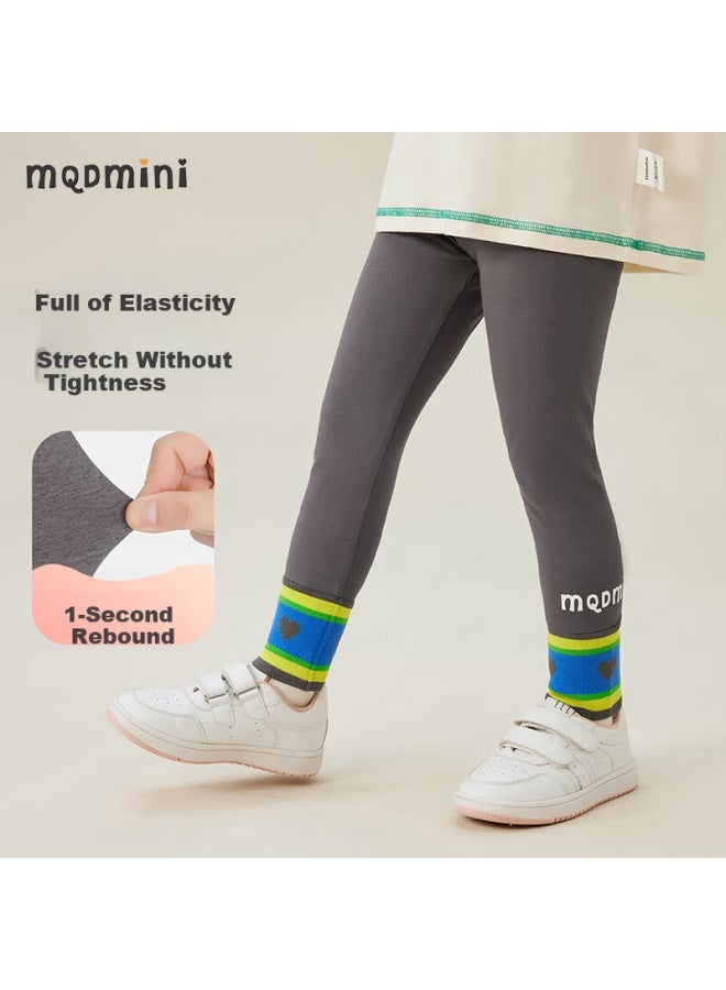 Mqdmini Girls' Toddler Leggings Early Spring Versatile Long Pants For Little Girls With Heart And Letter Print - Image 1