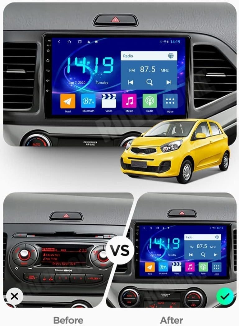 SHEZA STAR Android Screen For Kia Morning Picanto 2011-2015 1GB RAM 32GB ROM IPS Touch Screen DSP built In Bluetooth USB Radio WiFi Play Store Backup Camera included - Image 2