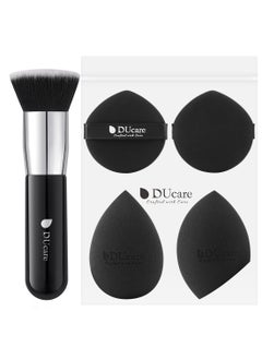 DUcare Makeup Sponges with Foundation Brush Makeup Puff Blending Foundation Sponge for Liquid BB Cream Mineral Powder Buffing Stippling  - Image 1