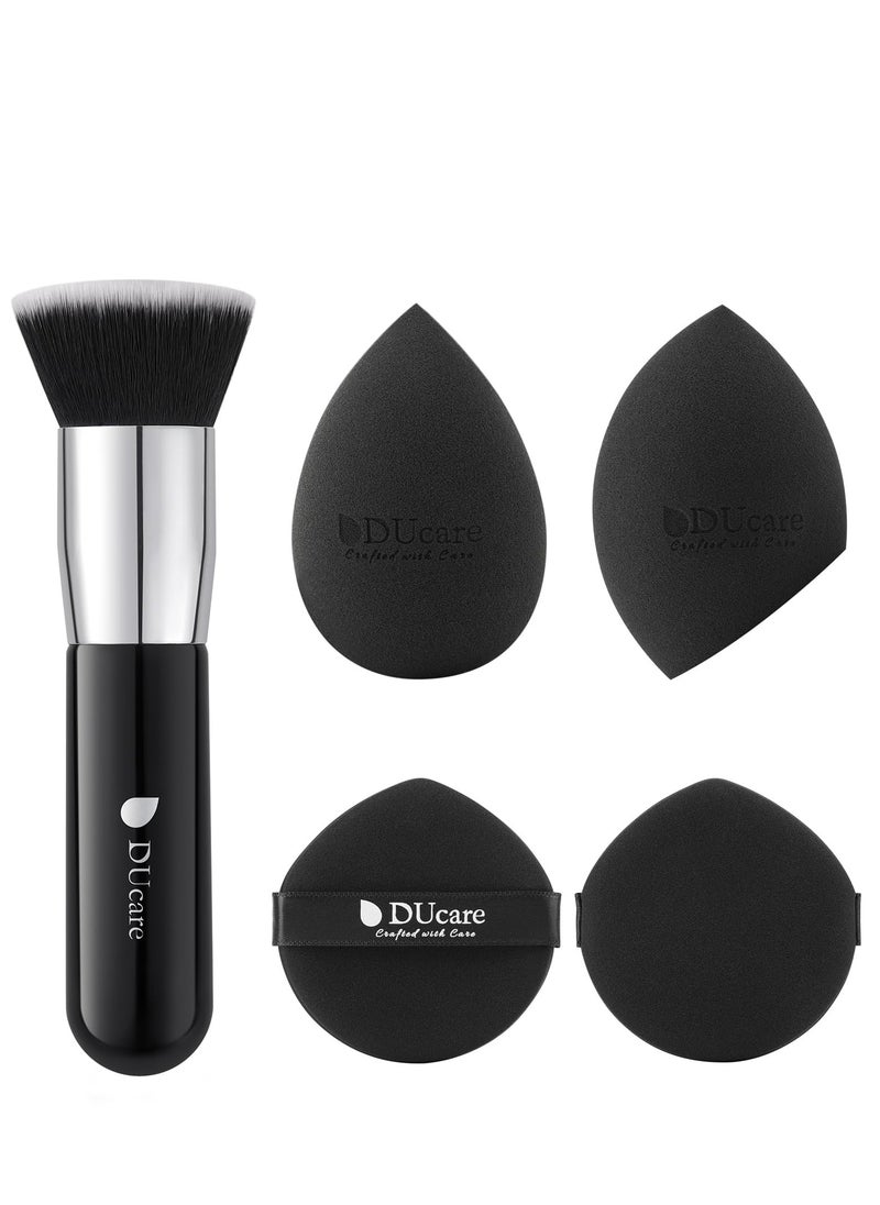 DUcare Makeup Sponges with Foundation Brush Makeup Puff Blending Foundation Sponge for Liquid BB Cream Mineral Powder Buffing Stippling  - Image 2