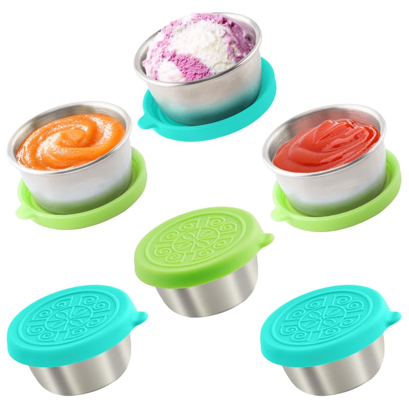 Qukaka 6x1.6 Oz Salad Dressing Containers With Lids, Small Leakproof Reusable Stainless Steel Salad Dressing Container To Go For Lunch Boxes,Sauce containers, Picnics,Travel Meal Prep And Kitchen Storage. - Image 1