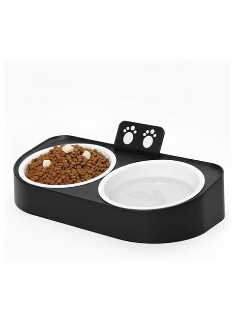 طبق طعام ومياه مزدوج للقطط والحيوانات الأليفة الصغيرة – بلاستيك متين وآمن – تصميم عملي للاستخدام اليومي