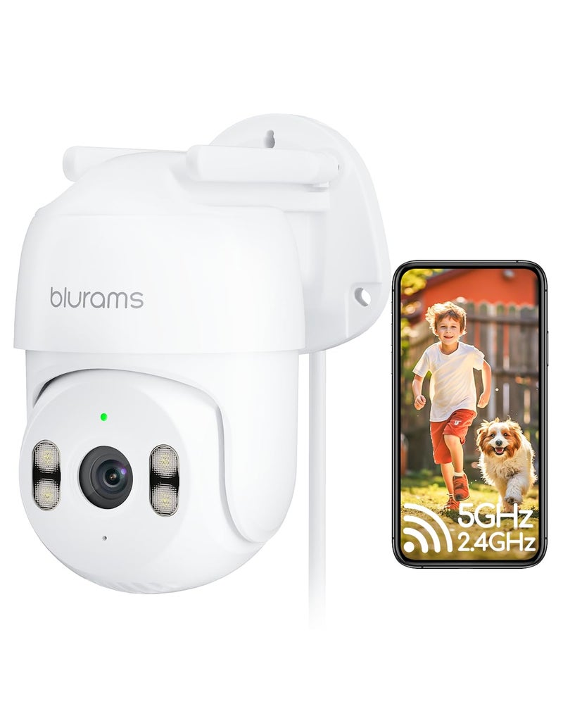 blurams 2K Outdoor Camera Wired, 5GHz/2.4GHz Wi-Fi Cameras for Home Security Outside with 360Â° PTZ, Color Night Vision, Motion Detection Tracking, Two-Way Audio, IP66 Weatherproof, Works with Alexa - Image 1