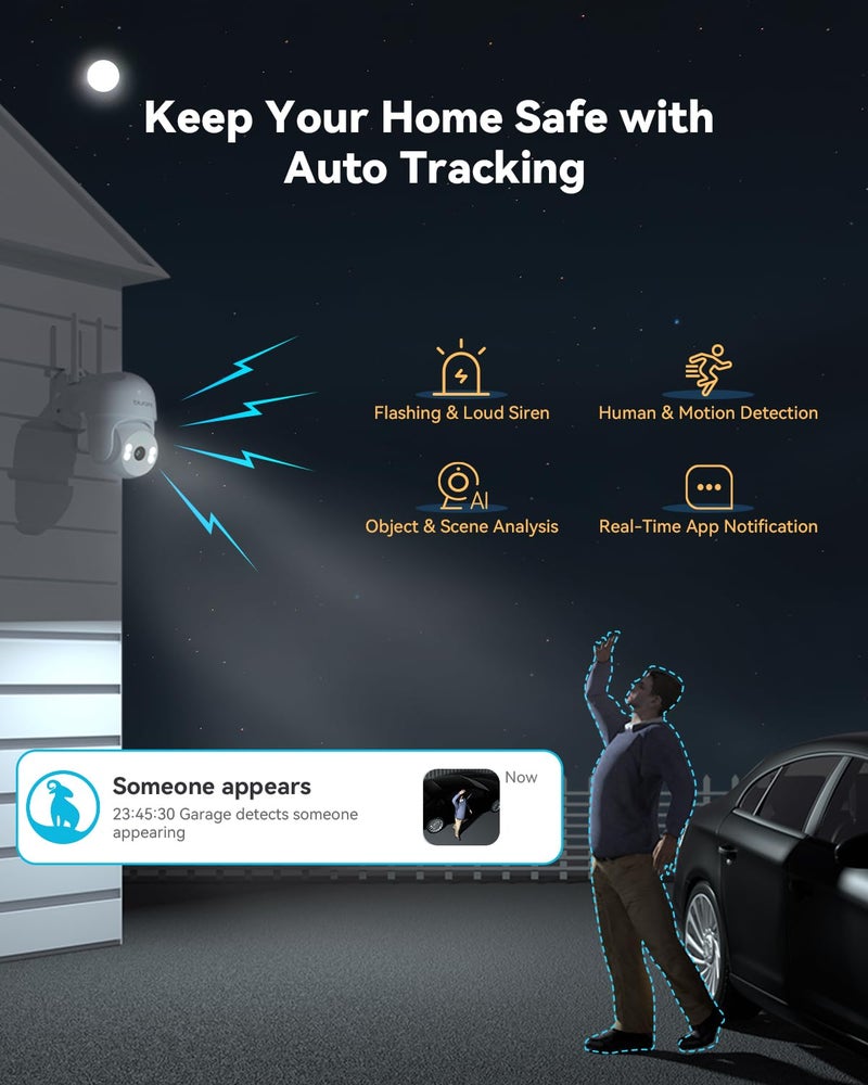 blurams 2K Outdoor Camera Wired, 5GHz/2.4GHz Wi-Fi Cameras for Home Security Outside with 360Â° PTZ, Color Night Vision, Motion Detection Tracking, Two-Way Audio, IP66 Weatherproof, Works with Alexa - Image 4