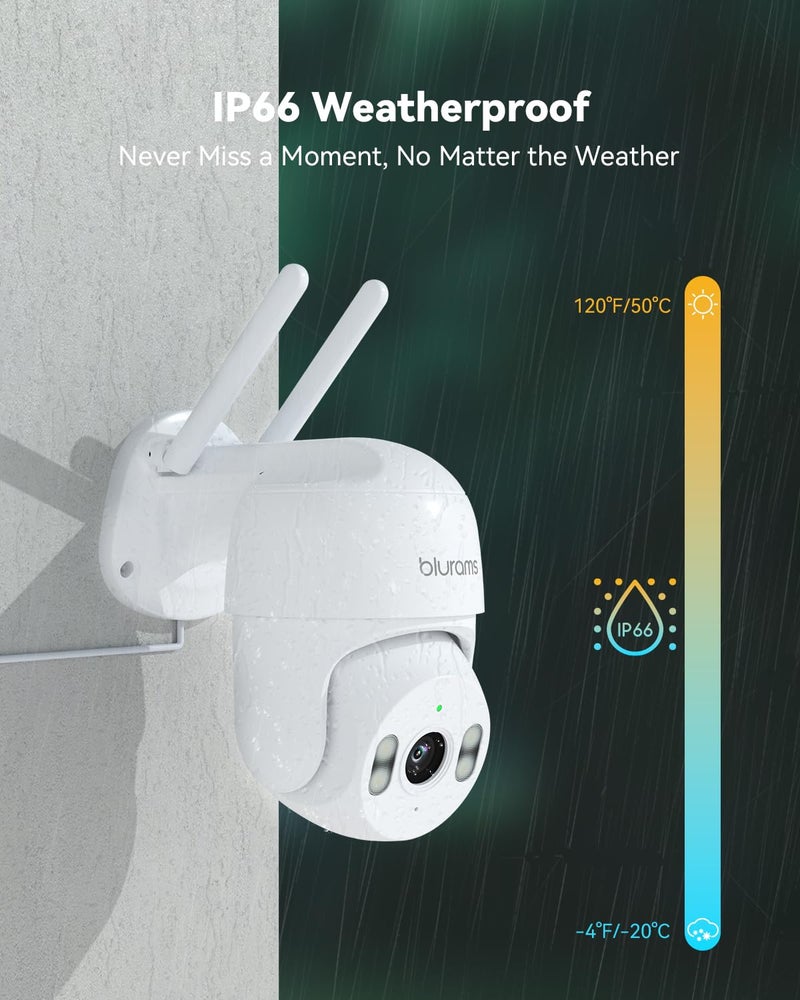 blurams 2K Outdoor Camera Wired, 5GHz/2.4GHz Wi-Fi Cameras for Home Security Outside with 360Â° PTZ, Color Night Vision, Motion Detection Tracking, Two-Way Audio, IP66 Weatherproof, Works with Alexa - Image 5