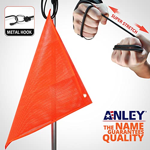 Anley 18x18 Inch Orange Warning Sign Safety Flags for Truck, Trailer, Car & Oversize Load Vehicle - Grommets and Bungee Cords - Vinyl Coated Nylon, Mesh Construction & Bright Color (Pack of 2) - Image 4