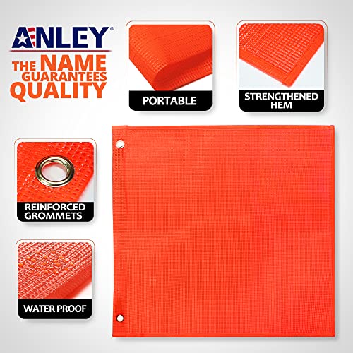 Anley 18x18 Inch Orange Warning Sign Safety Flags for Truck, Trailer, Car & Oversize Load Vehicle - Grommets and Bungee Cords - Vinyl Coated Nylon, Mesh Construction & Bright Color (Pack of 2) - Image 2