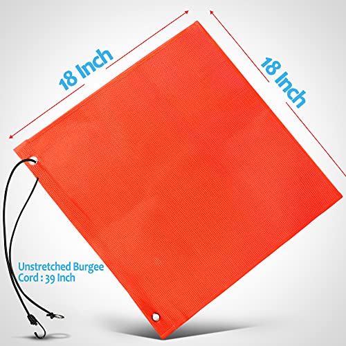 Anley 18x18 Inch Orange Warning Sign Safety Flags for Truck, Trailer, Car & Oversize Load Vehicle - Grommets and Bungee Cords - Vinyl Coated Nylon, Mesh Construction & Bright Color (Pack of 2) - Image 3