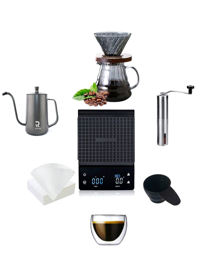 رانك  طقم قهوة V60 مكون من 8 قطع ، مجموعة أدوات صنع القهوة المتخصصة V60  - Image 1
