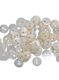 Embroiderymaterial Embroiderymaterial Two Hole Round Mother of Pearl Buttons for Embelishment, Sewing and Crafting (72 Pieces, Cream) (11-12MM)  - Image 1