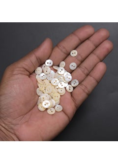 Embroiderymaterial Embroiderymaterial Two Hole Round Mother of Pearl Buttons for Embelishment, Sewing and Crafting (72 Pieces, Cream) (11-12MM)  - Image 3